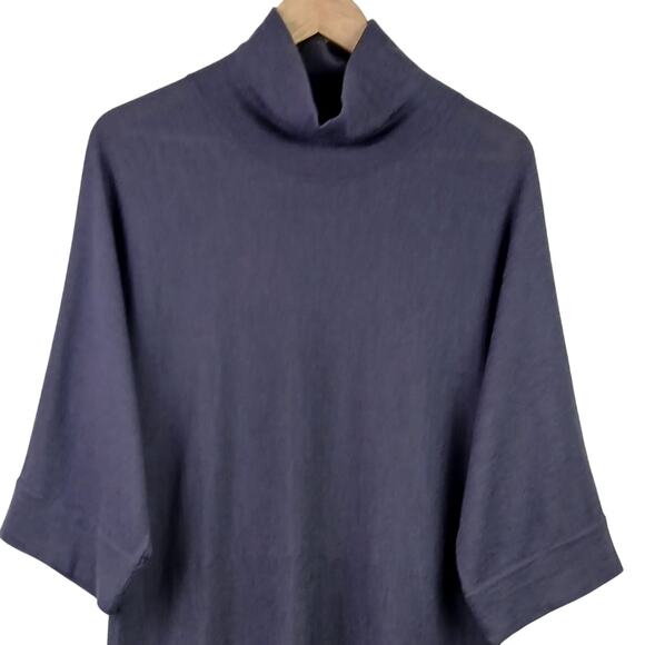 Eileen Fisher SZ M Extra Fine Merino Wool Sweater Dress Mock Neck Smoky Purple - Picture 5 of 7